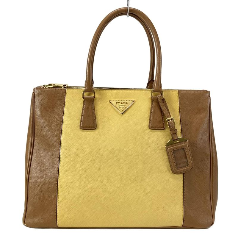 Prada Tote Bag Galleria Large Bag (ladies) Yellow And Brown Leather