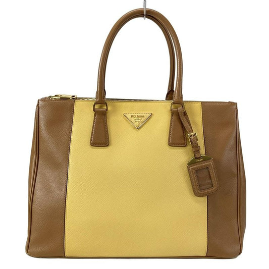 Prada Tote Bag Galleria Large Bag (ladies) Yellow And Brown Leather