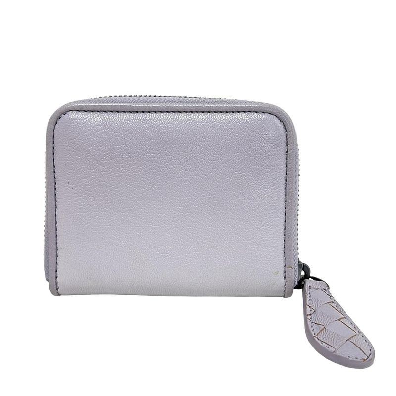 Bottega Veneta Coin Case Intrecciato Light Purple Round Zipper Leather