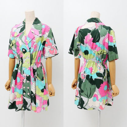 Fendi Dress Size 38 Short Sleeves Belted All Over Print Mini Made In Italy