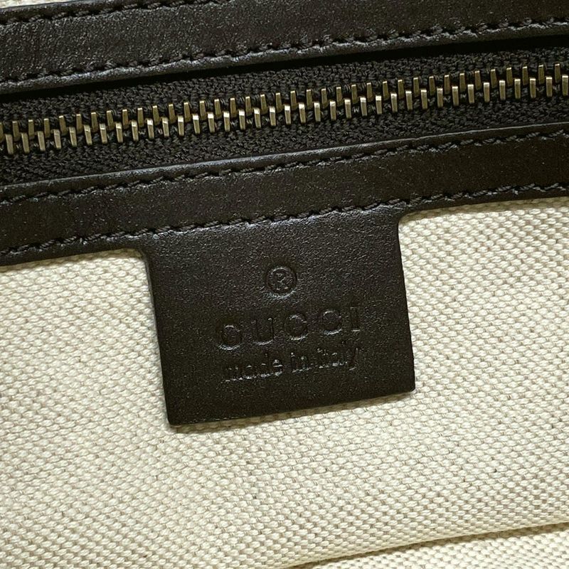 Gucci Tote Bag GG Pattern Scarlet 269953 Beige And Dark Brown Leather