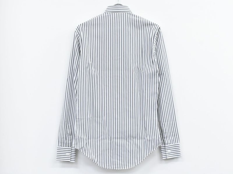 Authentic Dior Striped Shirt Long Sleeve Top 37 White Gray Men's Clothing Used