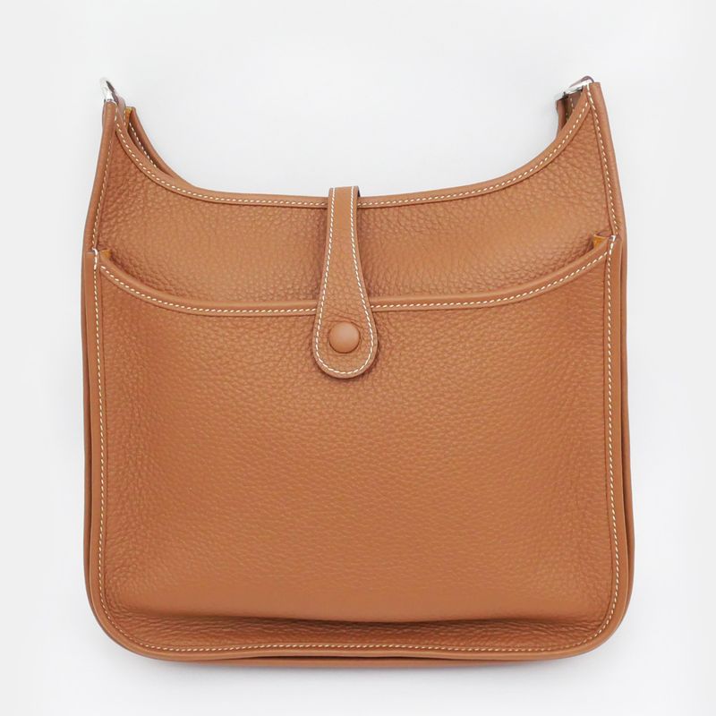 Hermes Evelyne 3 PM Gold Taurillon Clemence W Shoulder Bag Brown