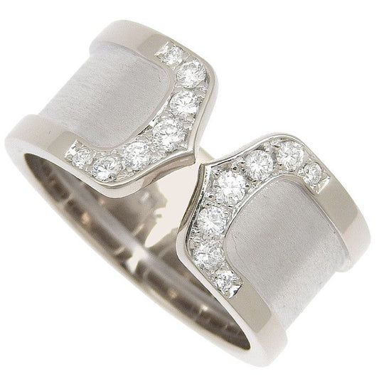 Cartier C2 Diamond Ring 18K White Gold 750 White Gold Diamond #55 Size 15