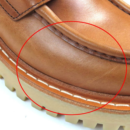 Prada 1d801n Triangle Logo Triangle Plate Oxford Leather Loafers Brown 37.5