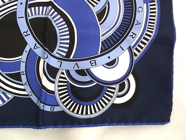 Bvlgari 100% Silk Scarf Handkerchief Women's Blue Bk6291