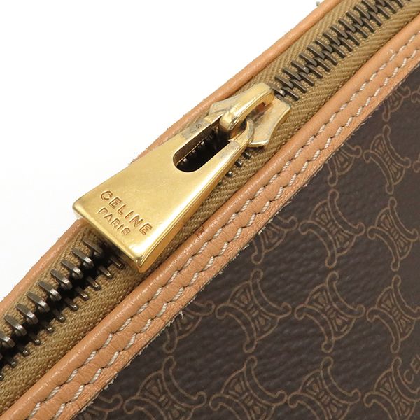 Celine Shoulder Bag Macadam PVC Leather Brown Gold Hardware Brown