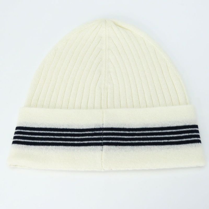 Chanel Knit Cap Cashmere Cotton White Black Knit Hat Coco Mark Apparel Women