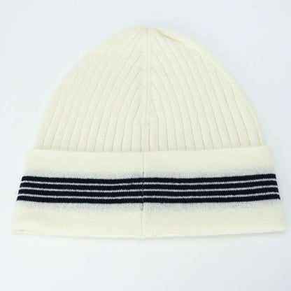 Chanel Knit Cap Cashmere Cotton White Black Knit Hat Coco Mark Apparel Women