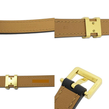 Hermes Belt Pop H Courte 15 85cm (33.46in) Black Gold Hardware B