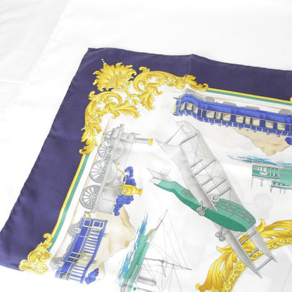 Celine Large Size 90 Blue Scarf Silk Women