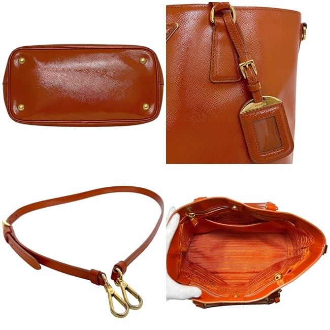Prada 2 Way Bag Orange Excellent Condition Patent Leather Preowned 103