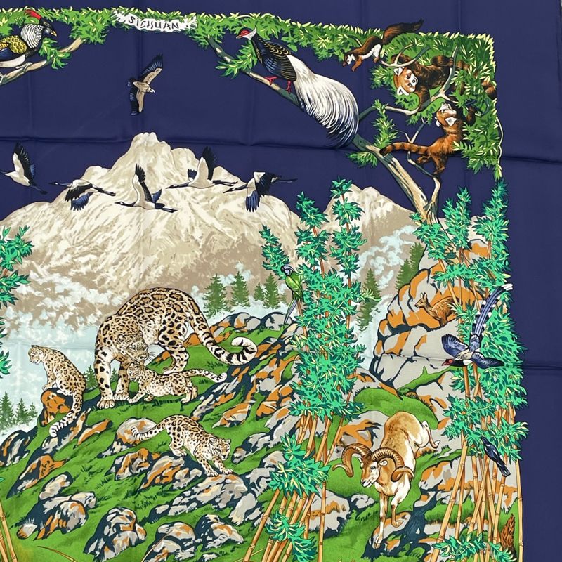 Hermes Carre 90 Scarf Sichuan Navy