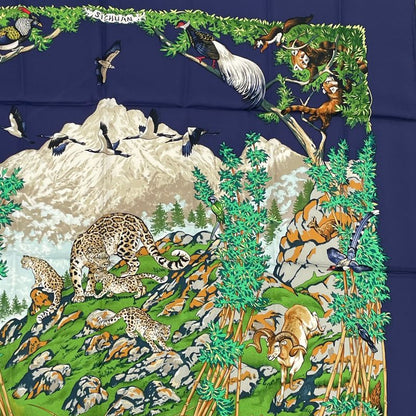 Hermes Carre 90 Scarf Sichuan Navy
