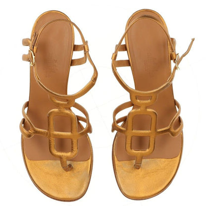 Hermes Leather Belt Sandals Women's 36 Gold Made In Italy