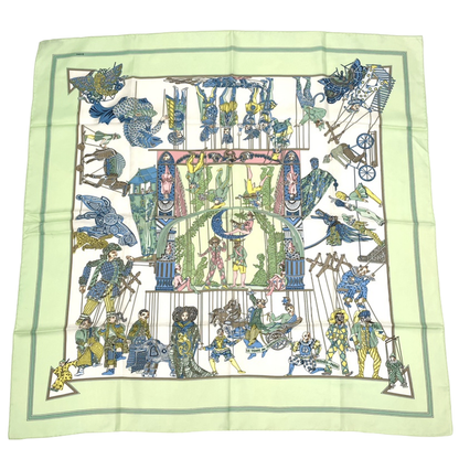 Hermes Carre 90 LE Temps Des Marionnettes Time Of The Marionettes Silk Scarf