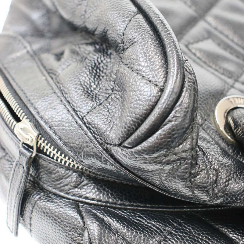 Chanel Matelasse Coco Mark Caviar Skin Mini Boston Bag Black