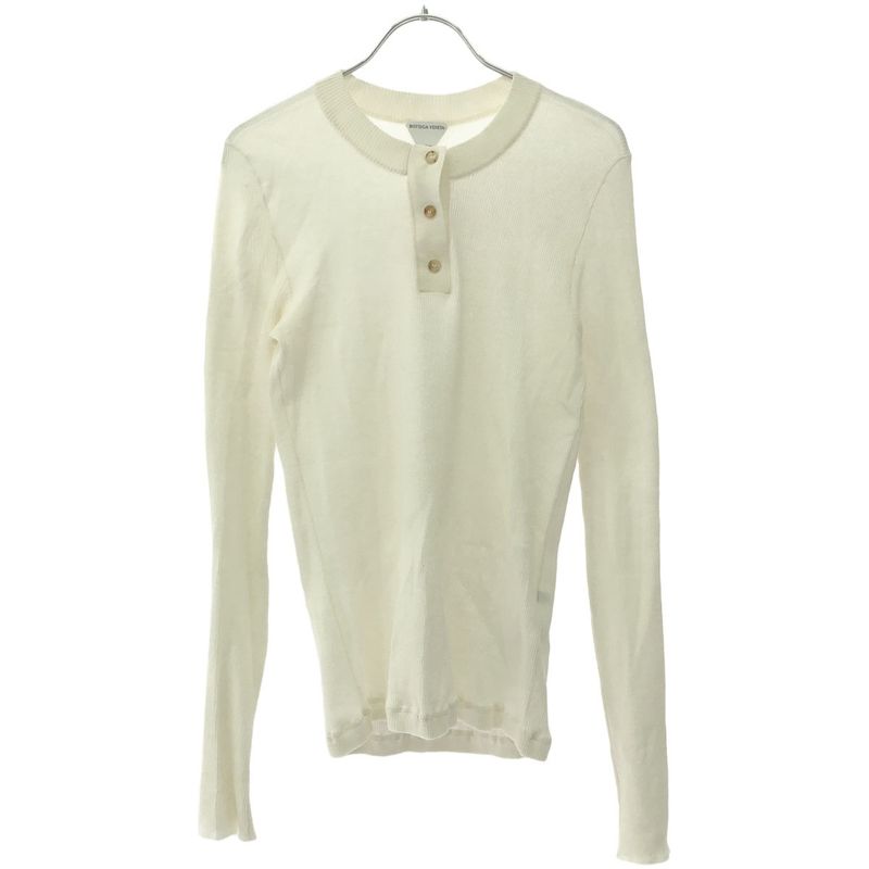 Bottega Veneta Henry Neck Cotton Sheer Knit Top 743424 V2r70 White M