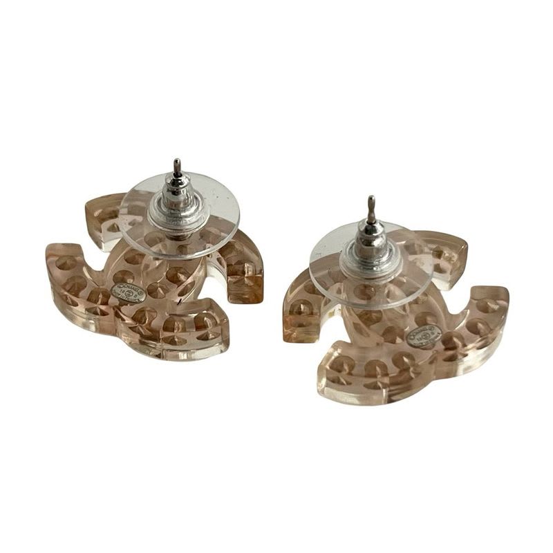 Chanel Coco Mark Plastic Rhinestone Earrings 18S
