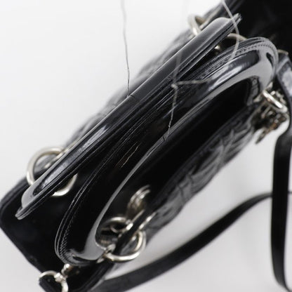 [dior] Christian Dior Lady Dior Medium Canage 2WAY Shoulder Enamel Black Ladies