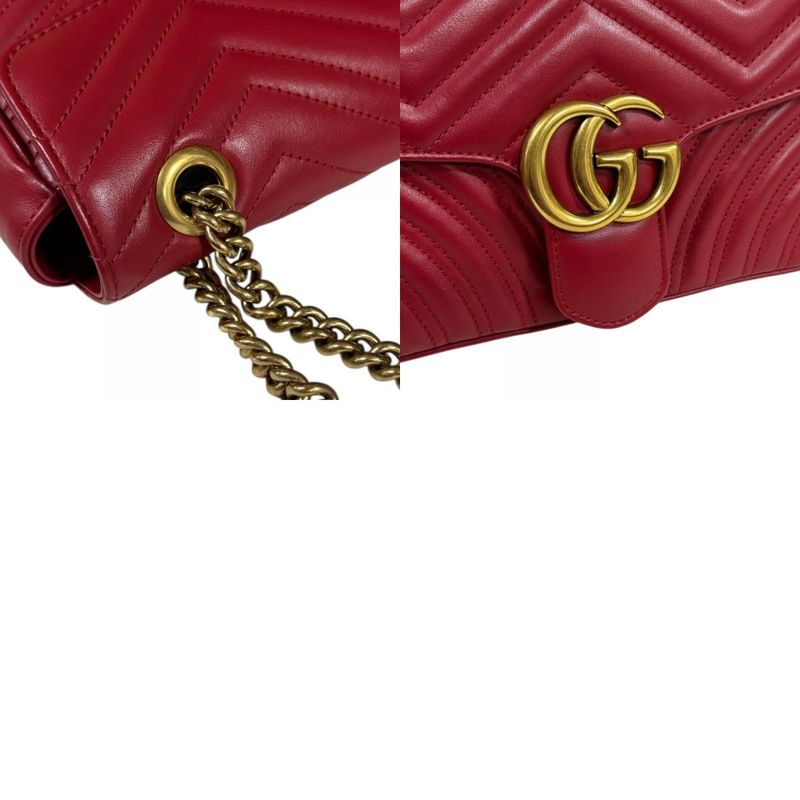 Gucci GG Marmont Shoulder Bag Leather 443497 Red Ladies Gucci  Gucci