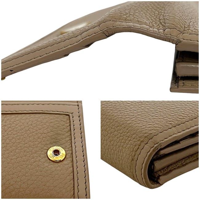 Prada Bifold Long Wallet Beige 1mh132 Wallet Excellent Condition Leather