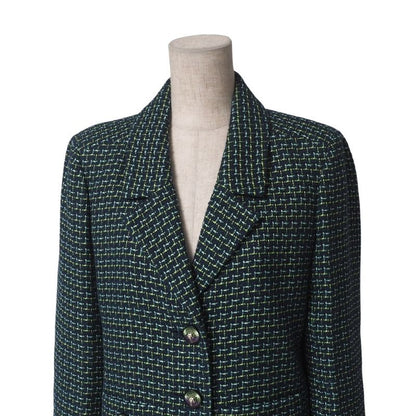 Chanel Skirt Suit Size 36 P56 P55 Lion Button Tweed Jacket Knee Length Skirt
