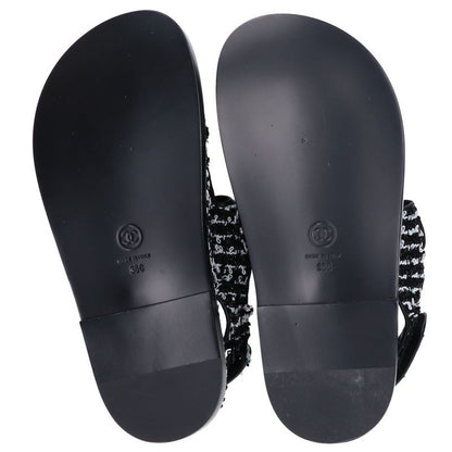 Chanel G35927 Coco Mark Tweed/leather Flats 36C