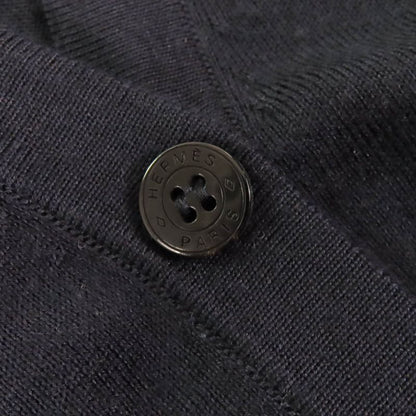 Hermes Cashmere Silk Pocket Logo Embroidery Logo Button V-neck Long Sleeves