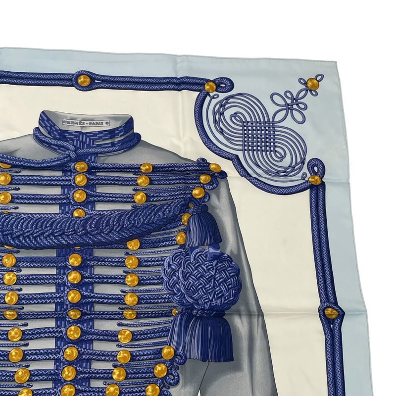 Hermes Carre 90 Brandebourgs Brandenburg Decor Scarf Silk Blue