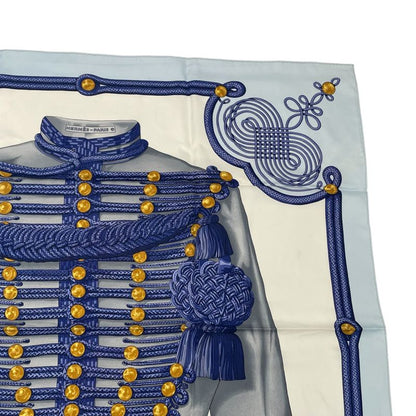Hermes Carre 90 Brandebourgs Brandenburg Decor Scarf Silk Blue