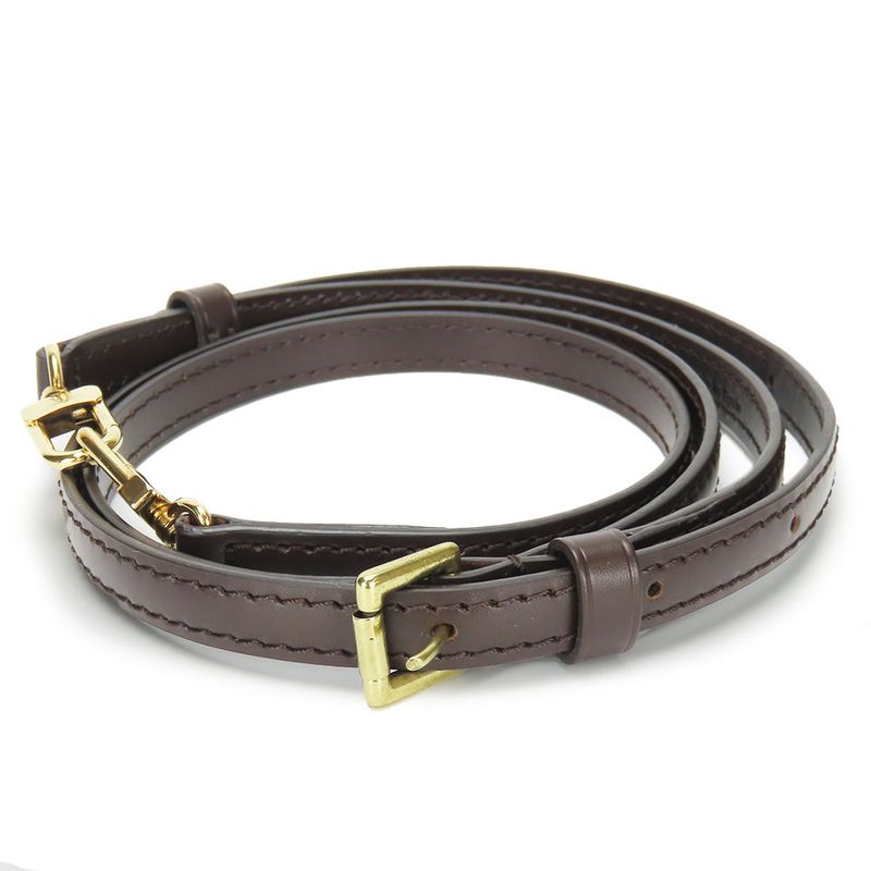 Louis Vuitton Shoulder Strap Leather Brown Gold Hardware For Damier Accessories