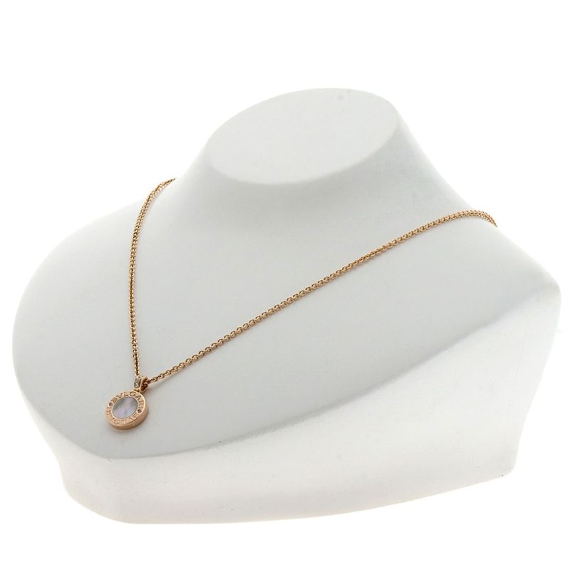 Bvlgari Bulgari Shell Onyx Diamond Necklace 18K Pink Gold Ladies