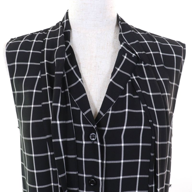 Balenciaga 556247 Checked Asymmetrical Cutoff Oversized Vest Sleeveless Dress