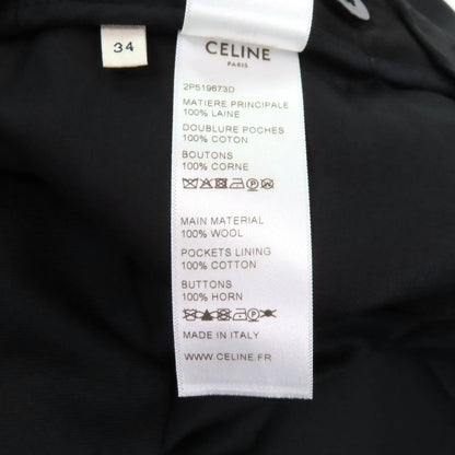 Celine 2p519673d 100% Wool Center Press Two Tuck Wide Pants Slacks Black 34