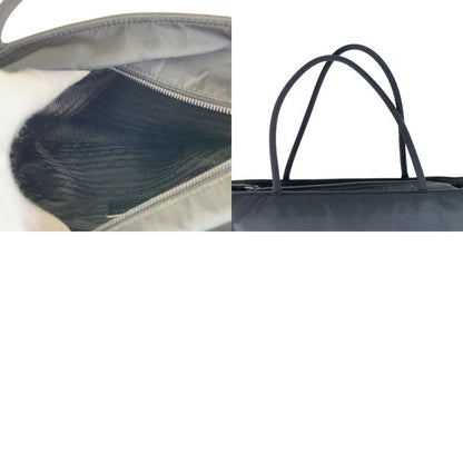 Prada Tessuto Triangle Logo Plate Black Silver Hardware Nylon Tote Bag Shoulder