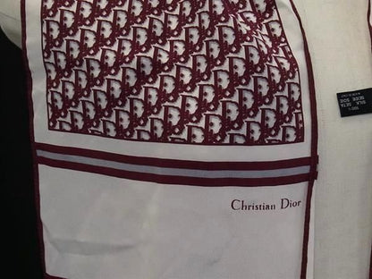 Christian Dior Christian Dior Trotter 100% Silk Scarf Women Bordeaux Bq1290