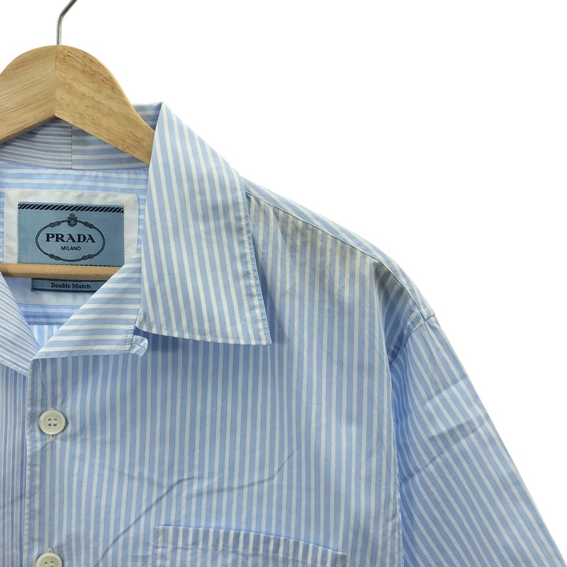 Prada - 2025ss - Double Match Stripe Cut Open Collar Short Sleeve Shirt - S -