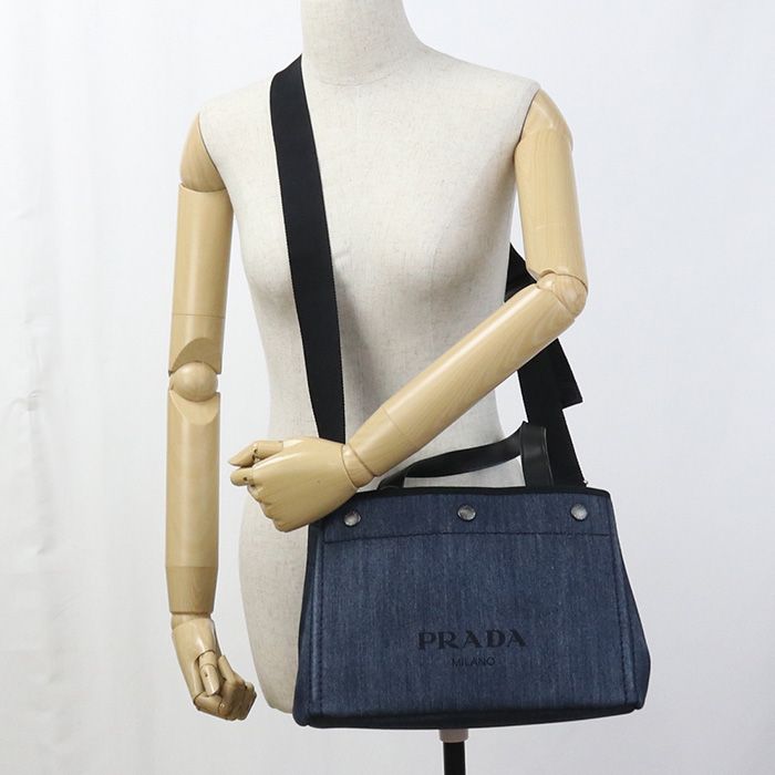 Prada 2WAY 1bg311 2BBV Fokf5 Tote Bag Denim Women's