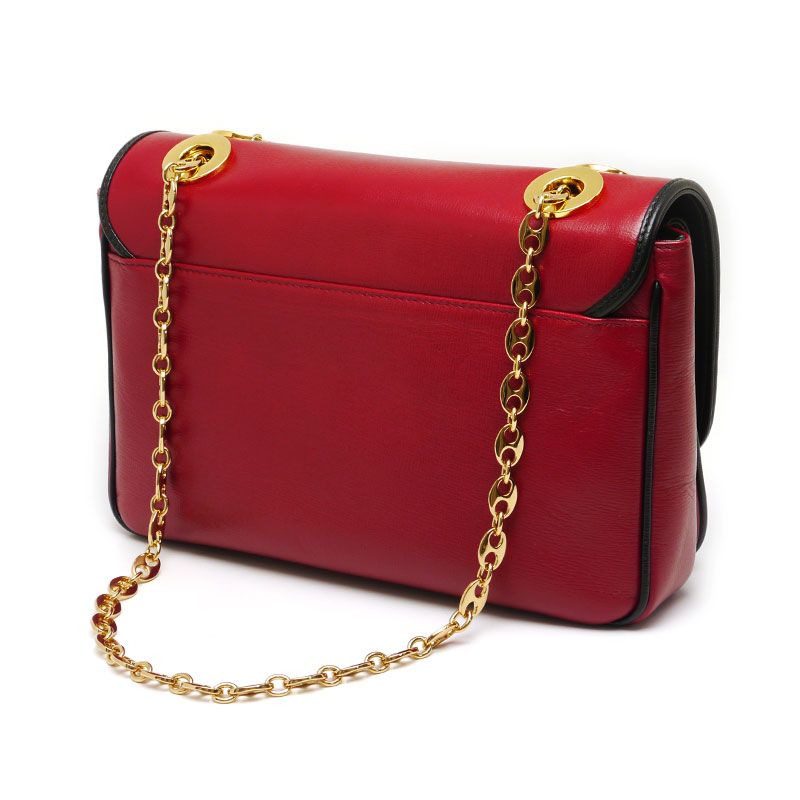Gucci Chain Shoulder Bag 576421 Leather Red And Black Storage With Bag