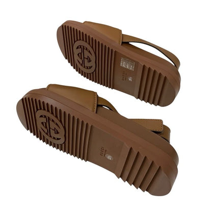 Gucci Sandals Shoes Leather Brown Unused Interlocking G Velcro