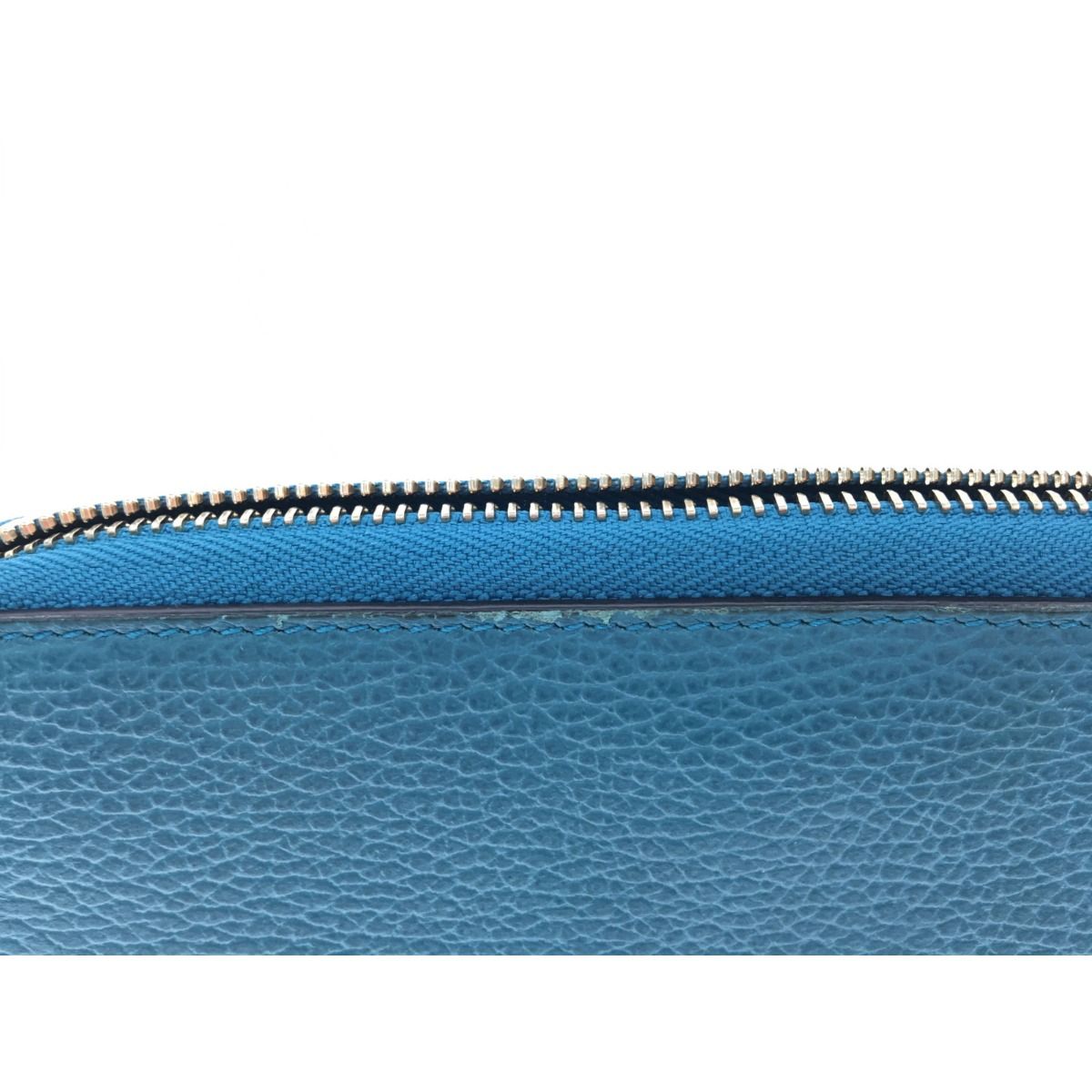 Gucci Outlet Round Zip Long Wallet Interlocking G 449347 Blue Green