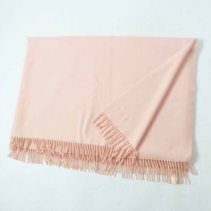 Hermes 100% Cashmere Extra Large Shawl With Logo Embroidery