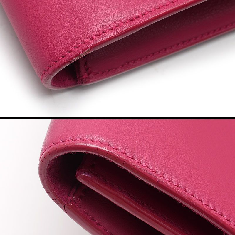 Saint Laurent Wyline Clutch Bag Magenta Pink Leather