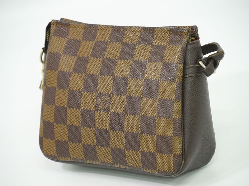 Authentic Louis Vuitton LV Trousse Makeup Damier Ebène Accessory Pouch Handbag