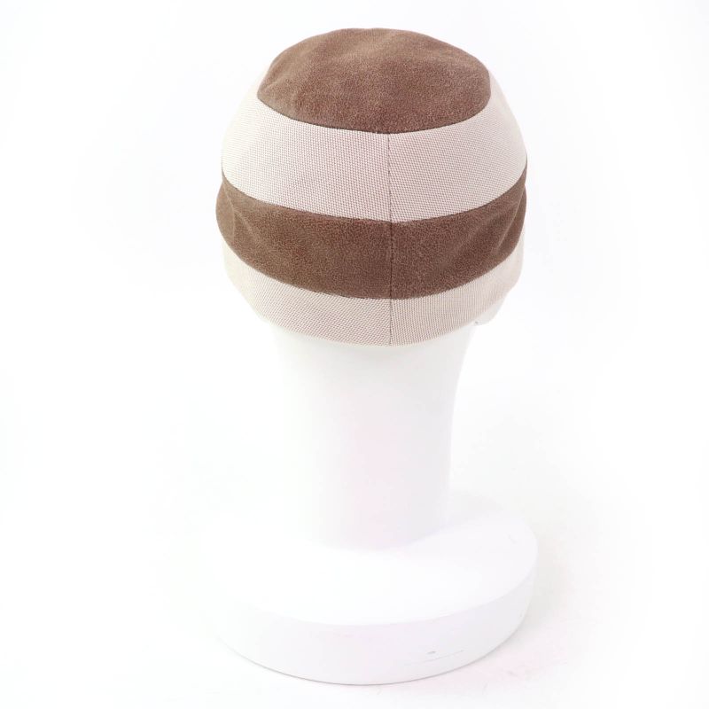 Hermes Goatskin Cotton Lined 100% Linen Leather Switching Cap Brown Beige 58