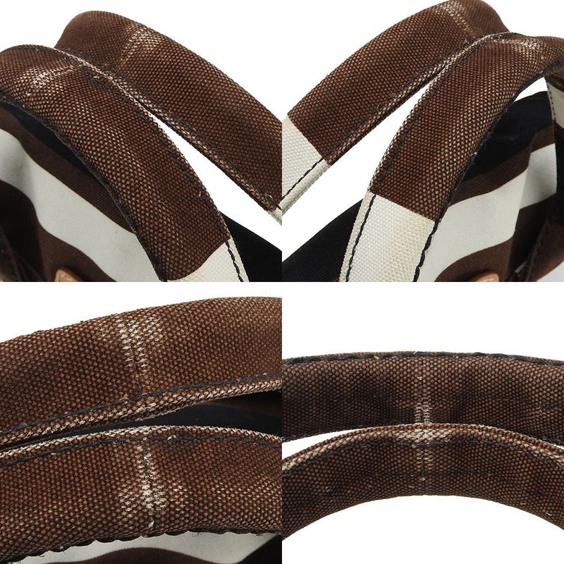 Prada 2WAY Handbag Shoulder Crossbody Shoulder Bn2119 Striped Canvas Brown