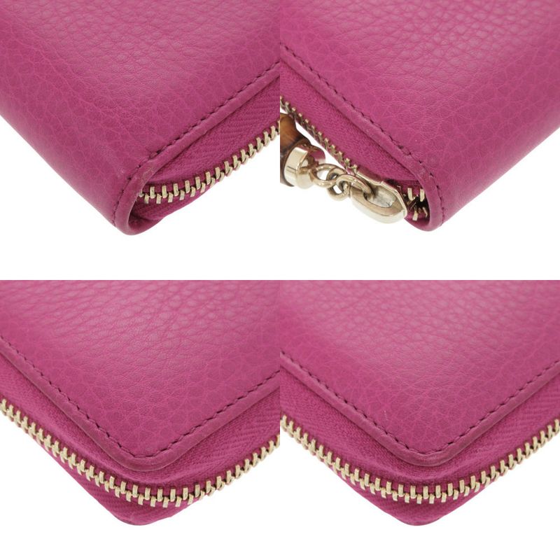Gucci Bamboo 307984 Leather Magenta Round Zipper Long Wallet 1329 Gucci