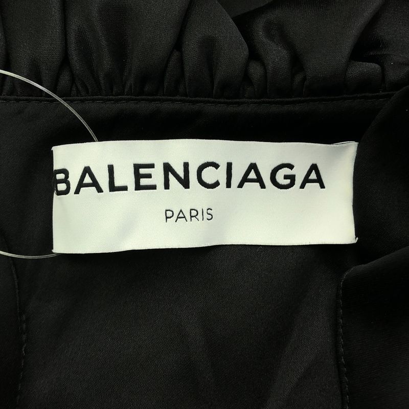 Balenciaga Satin Ruffle Dress 494197 Txc02 Black 36