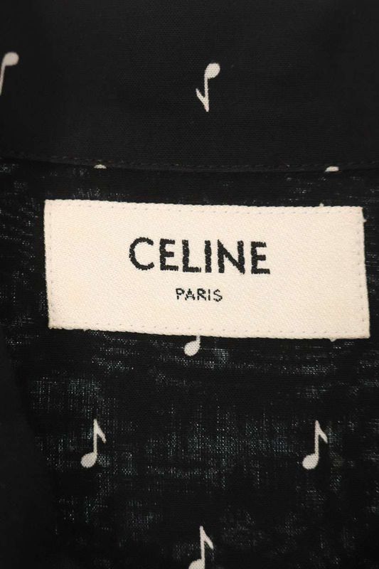 Celine 2c036736d Rayon Short Sleeve Shirt With Musical Note All Over Pattern